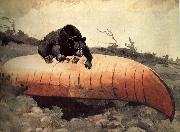 Winslow Homer Black Bear and Canoe oil painting